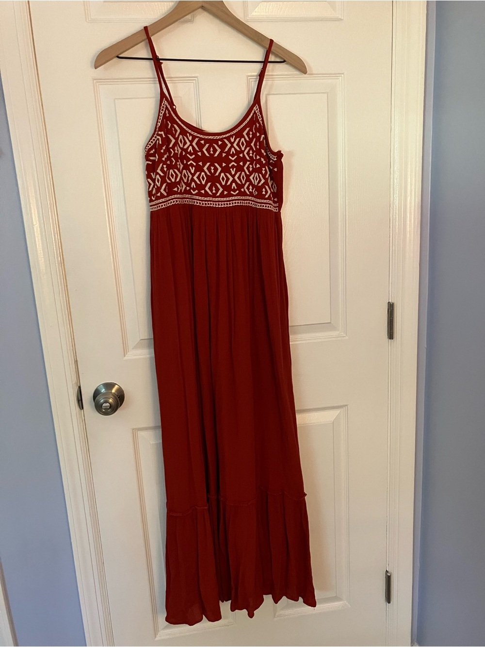 Red Embroidered Maxi Dress
